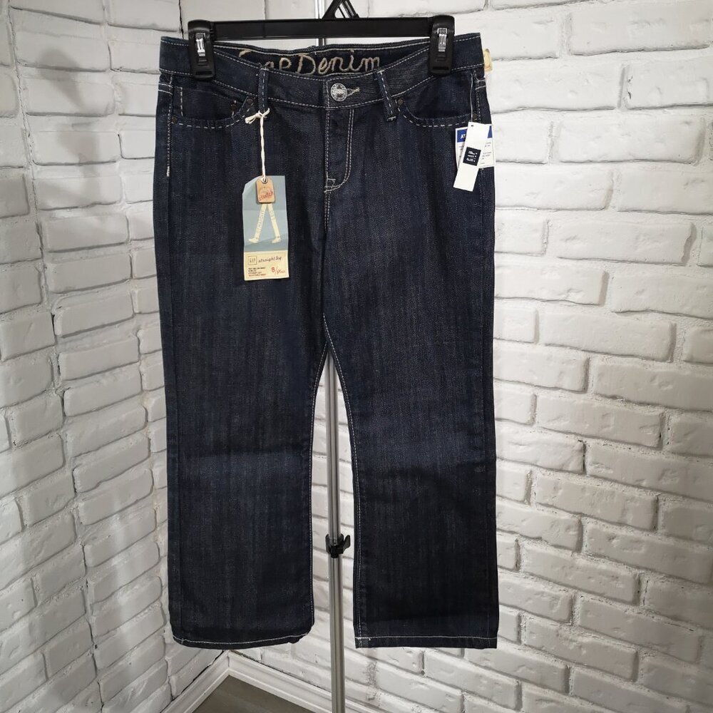 NWT Gap Ladies Size 8/Plus Dark Wash Straight Leg Slim Leg Crop/Ankle Jeans
